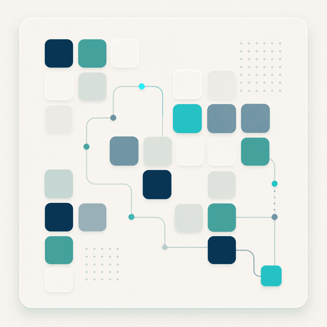 Abstract technology advisory network graphic for 64thSquare